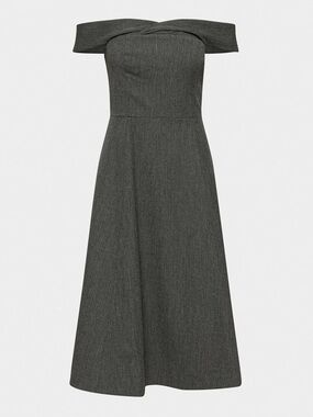 Aritzia Victoire Off-Shoulder Charcoal A-Line Dress
